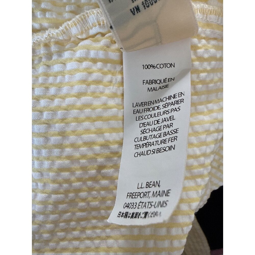 L.L. Bean Womens IX Yellow/White Striped Button-Down Seersucker Shirt  Cotton - Picture 6 of 7